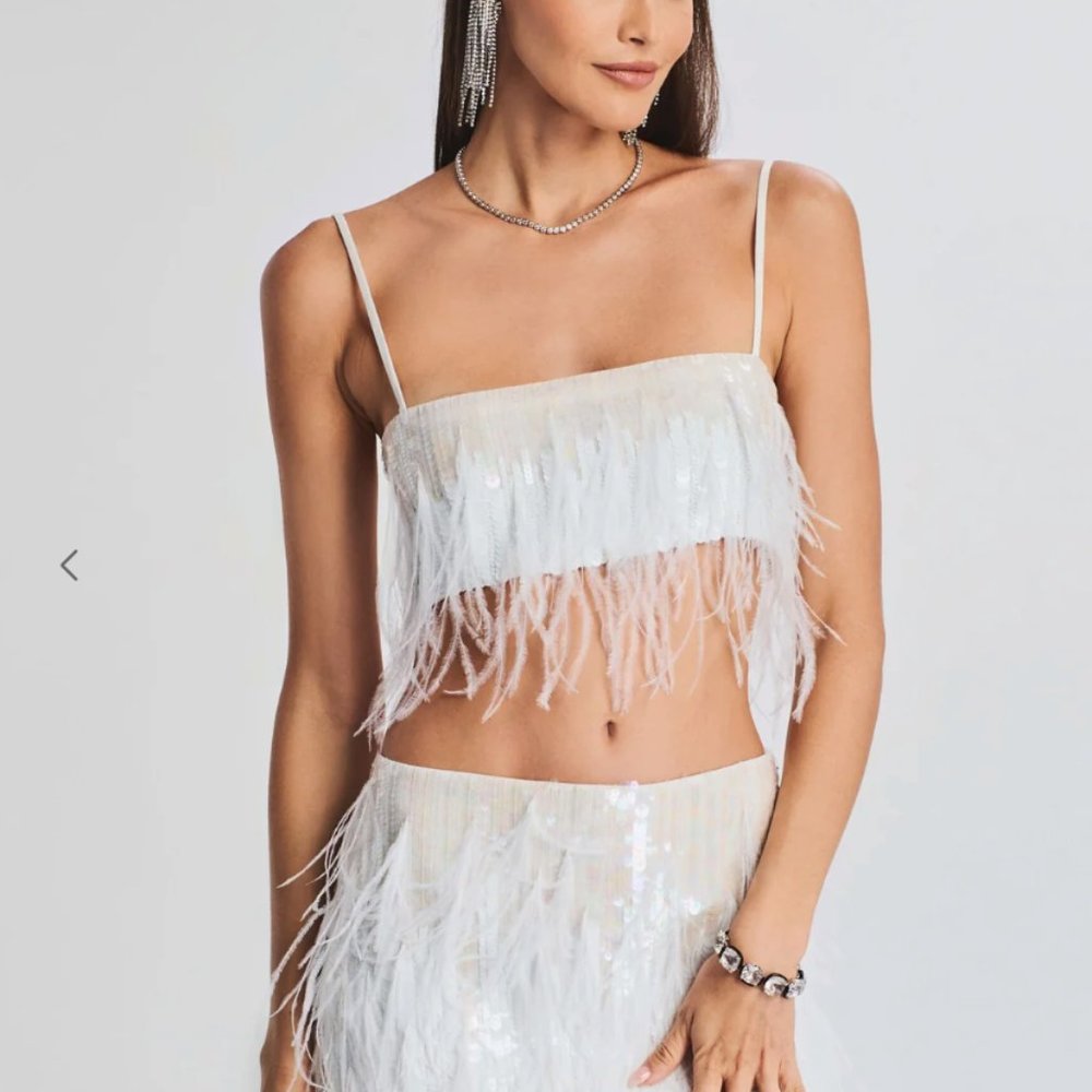 AUGUST FEATHER SEQUIN TOP